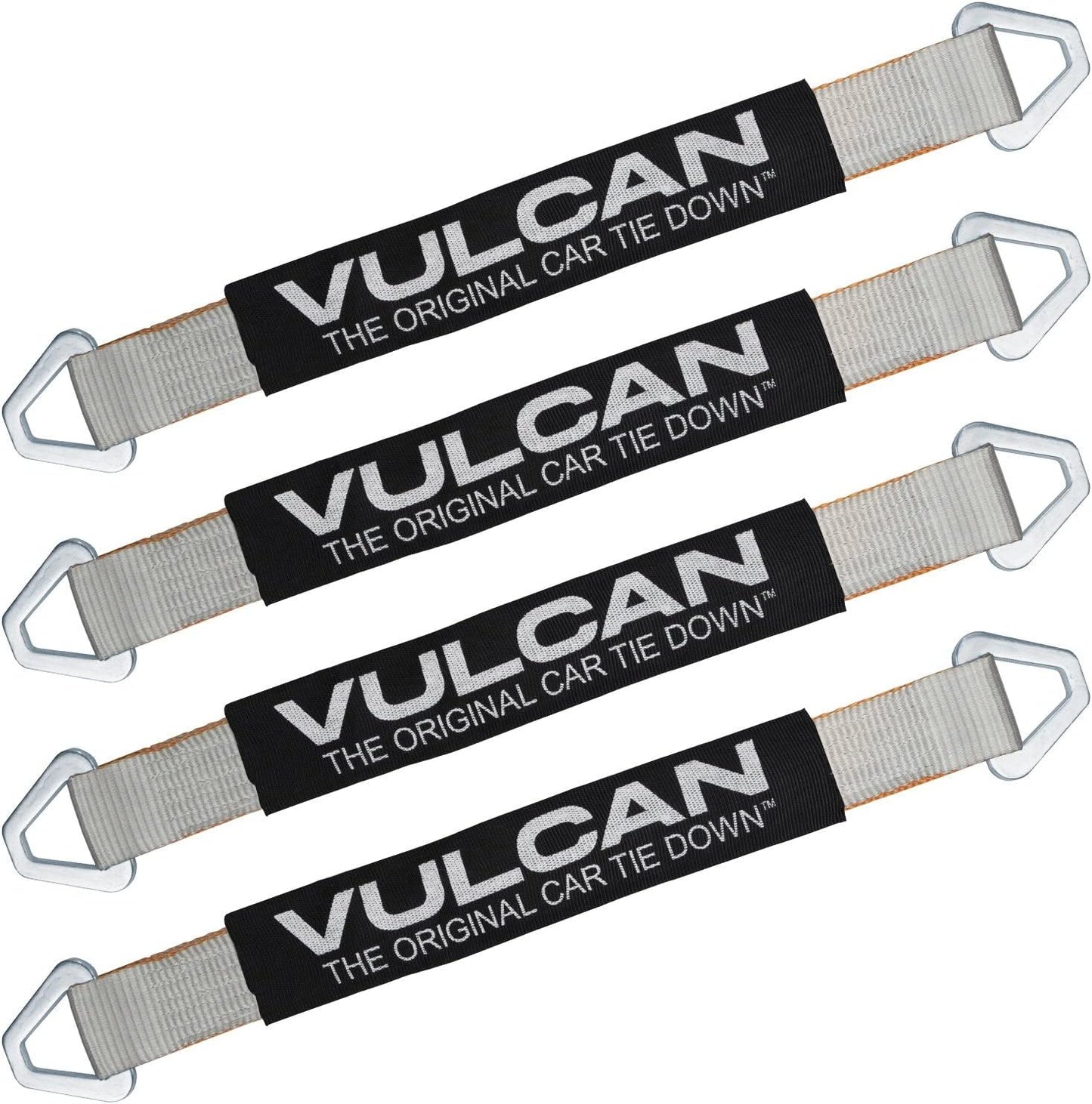 Car Tie down Axle Strap with Wear Pad - 2 Inch X 22 Inch - 4 Pack - Silver Series - 3,300 Pound Safe Working Load