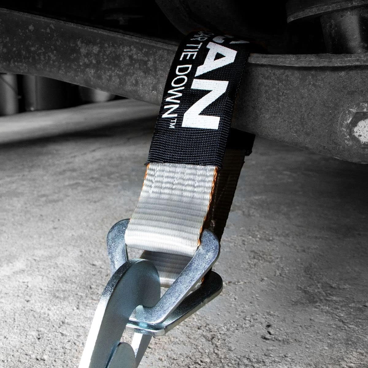 Car Tie down Axle Strap with Wear Pad - 2 Inch X 22 Inch - 4 Pack - Silver Series - 3,300 Pound Safe Working Load