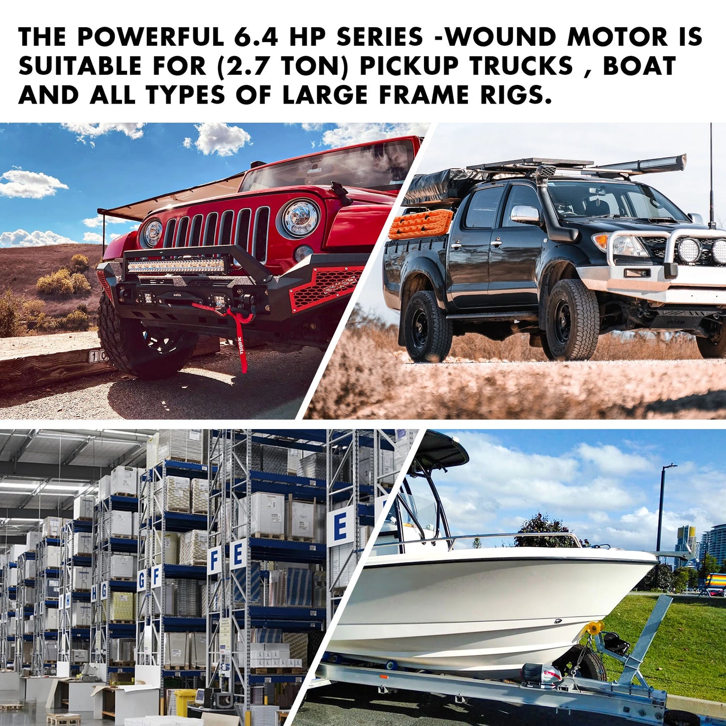 13000LB 12V Winch Electric Winch with Synthetic Rope Blue for Jeep Truck SUV off Road