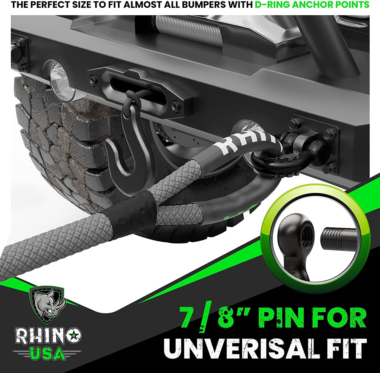 D Ring Shackles (2-Pack) - 41,850Lb Break Strength – Heavy Duty 3/4" Clevis Shackle with 7/8 Pin for Towing & Off-Road Use - Pairs with Tow Strap for Vehicle Recovery (Black)