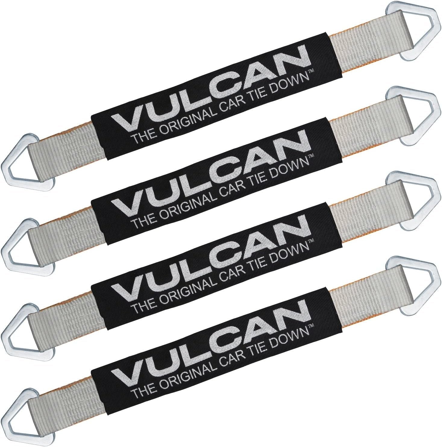 Car Tie down Axle Strap with Wear Pad - 2 Inch X 22 Inch - 4 Pack - Silver Series - 3,300 Pound Safe Working Load