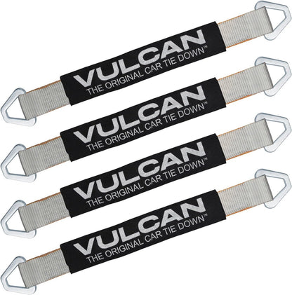 Car Tie down Axle Strap with Wear Pad - 2 Inch X 22 Inch - 4 Pack - Silver Series - 3,300 Pound Safe Working Load