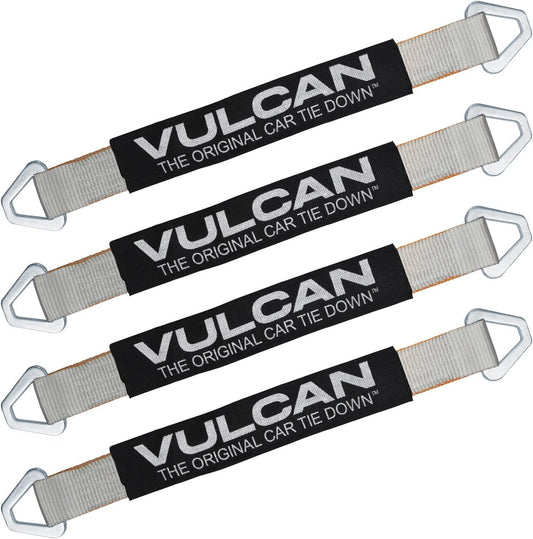 Car Tie down Axle Strap with Wear Pad - 2 Inch X 22 Inch - 4 Pack - Silver Series - 3,300 Pound Safe Working Load