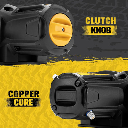 6000Lb Electric Winch, 12V Waterproof with Synthetic Rope, Hawse Fairlead Kit, Wireless Handheld Remote & Corded Control for Offroad UTV ATV Recovery
