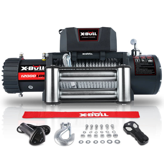 Electric Winch 12000LBS 12V Winch Steel Cable Truck Trailer Towing off Road 4X4