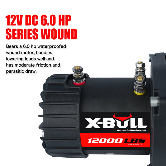 Electric Winch 12000LBS 12V Winch Steel Cable Truck Trailer Towing off Road 4X4