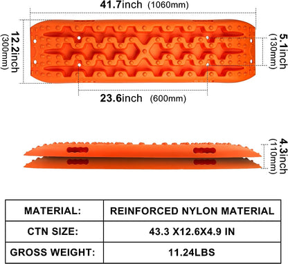 New Recovery Traction Tracks Sand Mud Snow Track Tire Ladder 4WD (Orange, 3Gen)