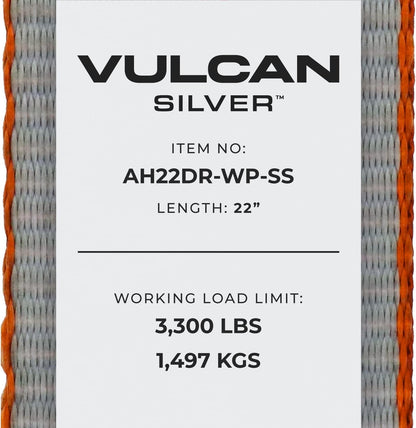 Car Tie down Axle Strap with Wear Pad - 2 Inch X 22 Inch - 4 Pack - Silver Series - 3,300 Pound Safe Working Load
