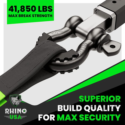 D Ring Shackles (2-Pack) - 41,850Lb Break Strength – Heavy Duty 3/4" Clevis Shackle with 7/8 Pin for Towing & Off-Road Use - Pairs with Tow Strap for Vehicle Recovery (Black)