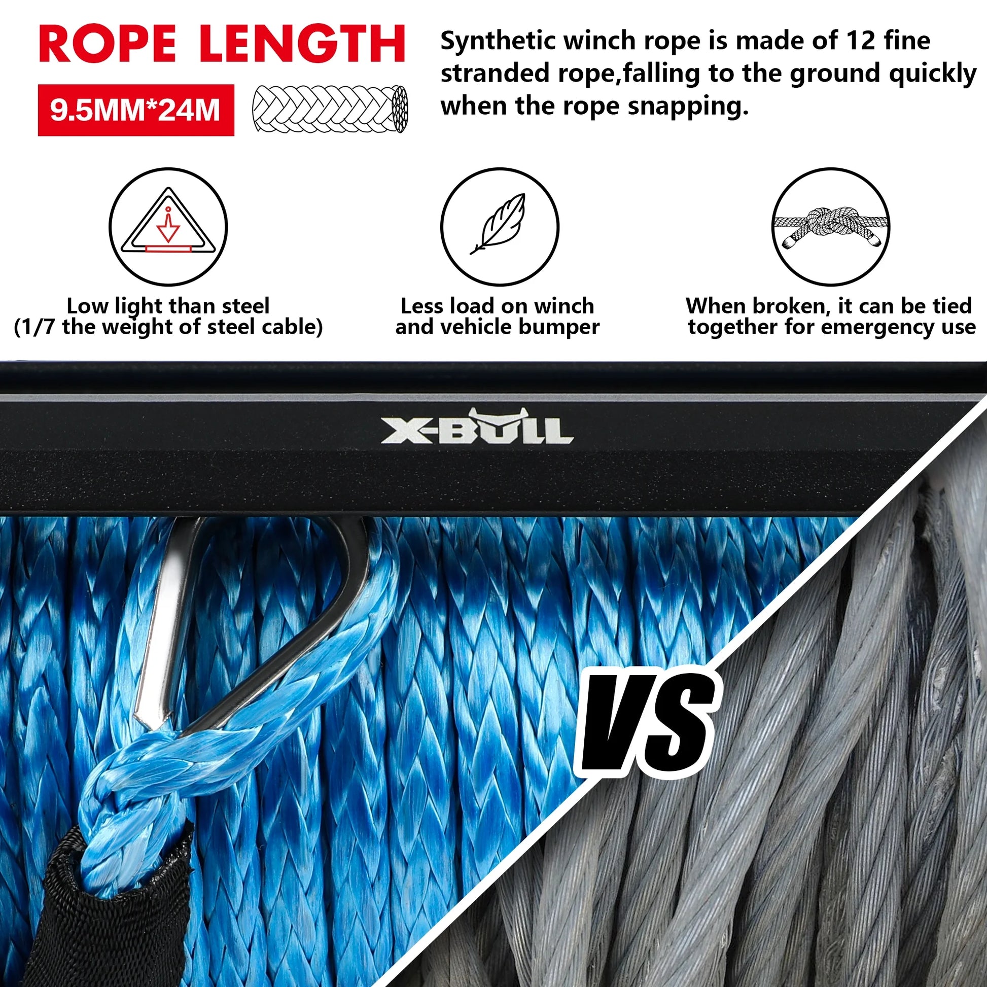 13000LB 12V Winch Electric Winch with Synthetic Rope Blue for Jeep Truck SUV off Road