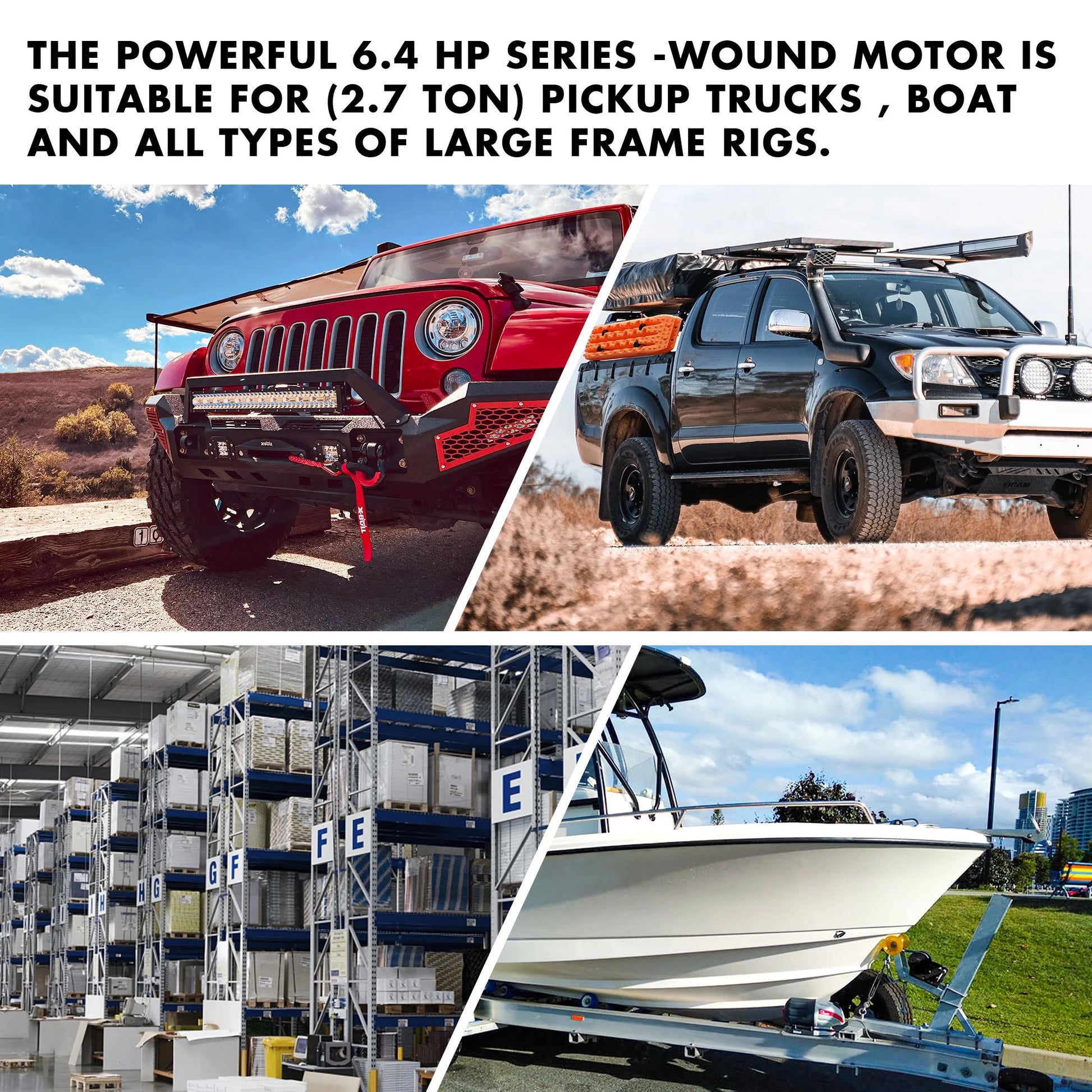 13000LB 12V Winch Electric Winch with Synthetic Rope Blue for Jeep Truck SUV off Road