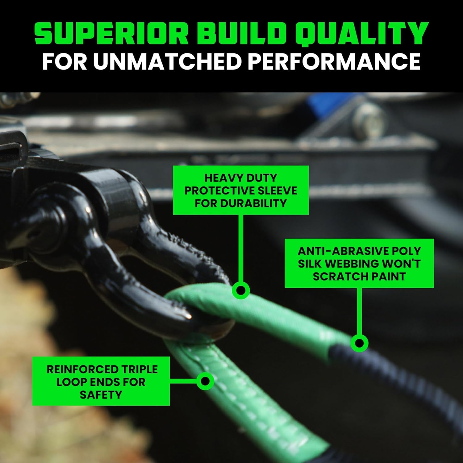 Heavy-Duty Recovery Gear Combos Off-Road Truck Vehicle Recovery, Best Offroad Towing Accessories (30' Strap + Shackle Hitch)