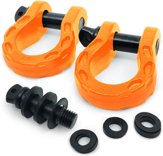 Gearamerica Mega D Ring Shackles - 68,000 Lbs Towing Capacity, Stronger than 3/4″ D Rings - Tow Shackle Kit with 7/8″ Pin & Washers for Secure Connection of Tow Strap/Winch Rope in Off-Road Recovery