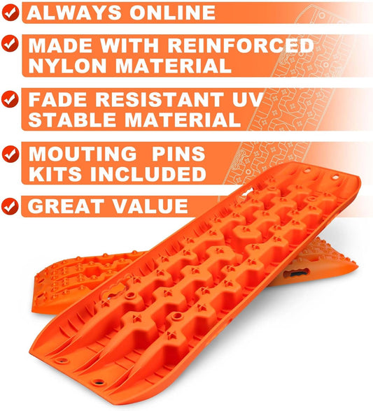 New Recovery Traction Tracks Sand Mud Snow Track Tire Ladder 4WD (Orange, 3Gen)
